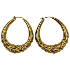 Charles Garnier Paris, 18 Karat Yellow Gold Hoop Earrings, circa 1980 NOS