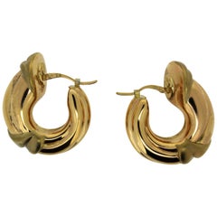 Charles Garnier Paris, 18 Karat Yellow Gold Hoop Earrings, circa 1980 NOS