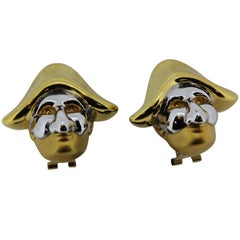 Charles Garnier Paris, 18 Karat YG Clown Jester Clip Earrings, circa 1980 NOS