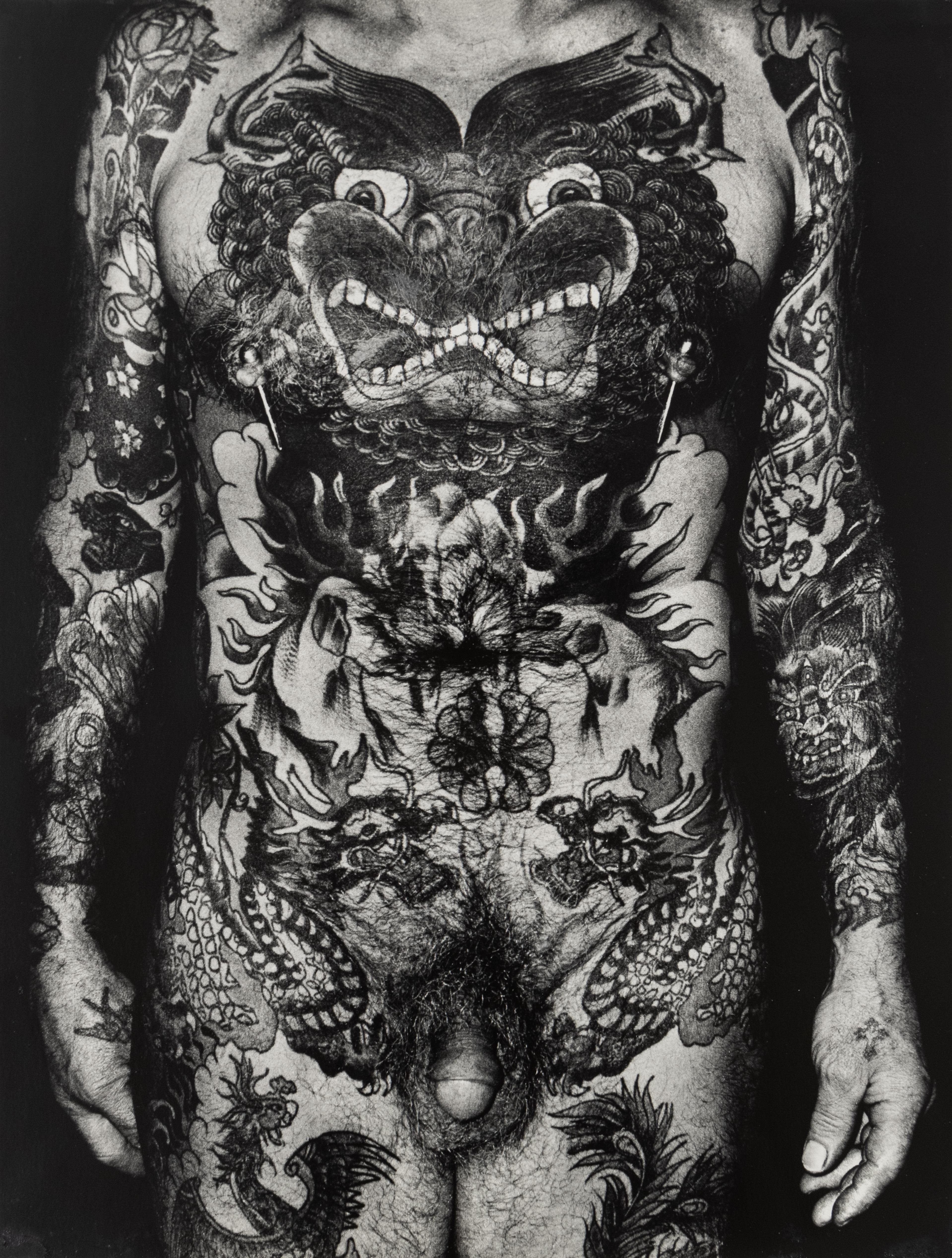 Tattooed Torso, black and white male nude photography by Charles Gatewood For Sale 3