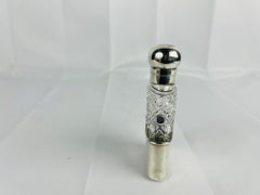 Charles & George Asprey Sterling Silver & Cut Glass Locking Hip Flask C. 1897