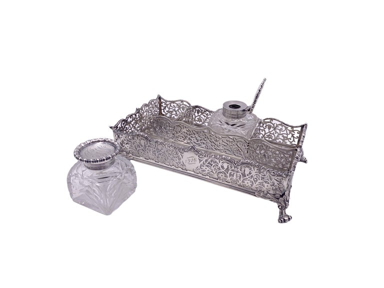 Charles & George Fox Sterling Silver Inkwell from 1886 in Victorian Style For Sale 1