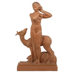 Charles-Georges Barberis „ Junge Dame mit Gazelle“, Terrakotta, 1936