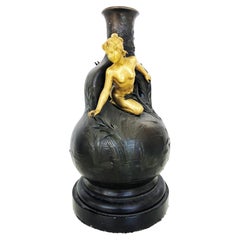 Charles Georges Ferville-Suan Art Nouveau Bronze Vase Sculpture