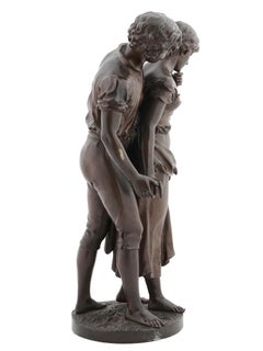 Bronzeskulptur von Charles Georges Ferville-Suan – Liebeserklärung