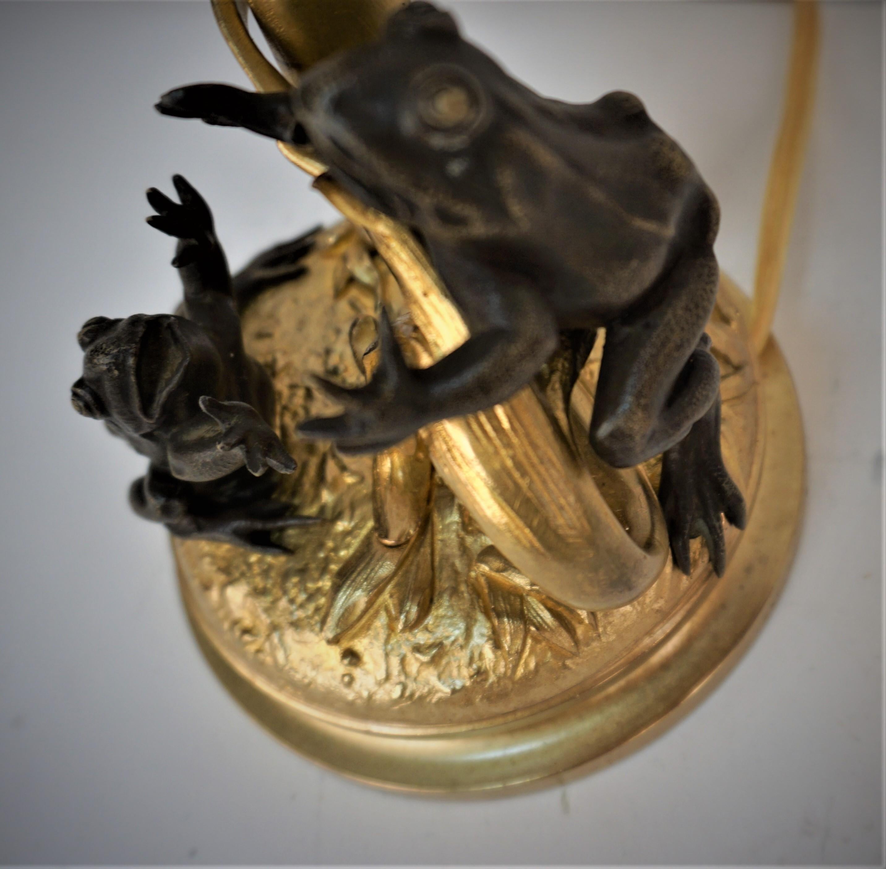 Lampe de table Charles Georges Ferville-Suan en bronze avec verre Daum en vente 2