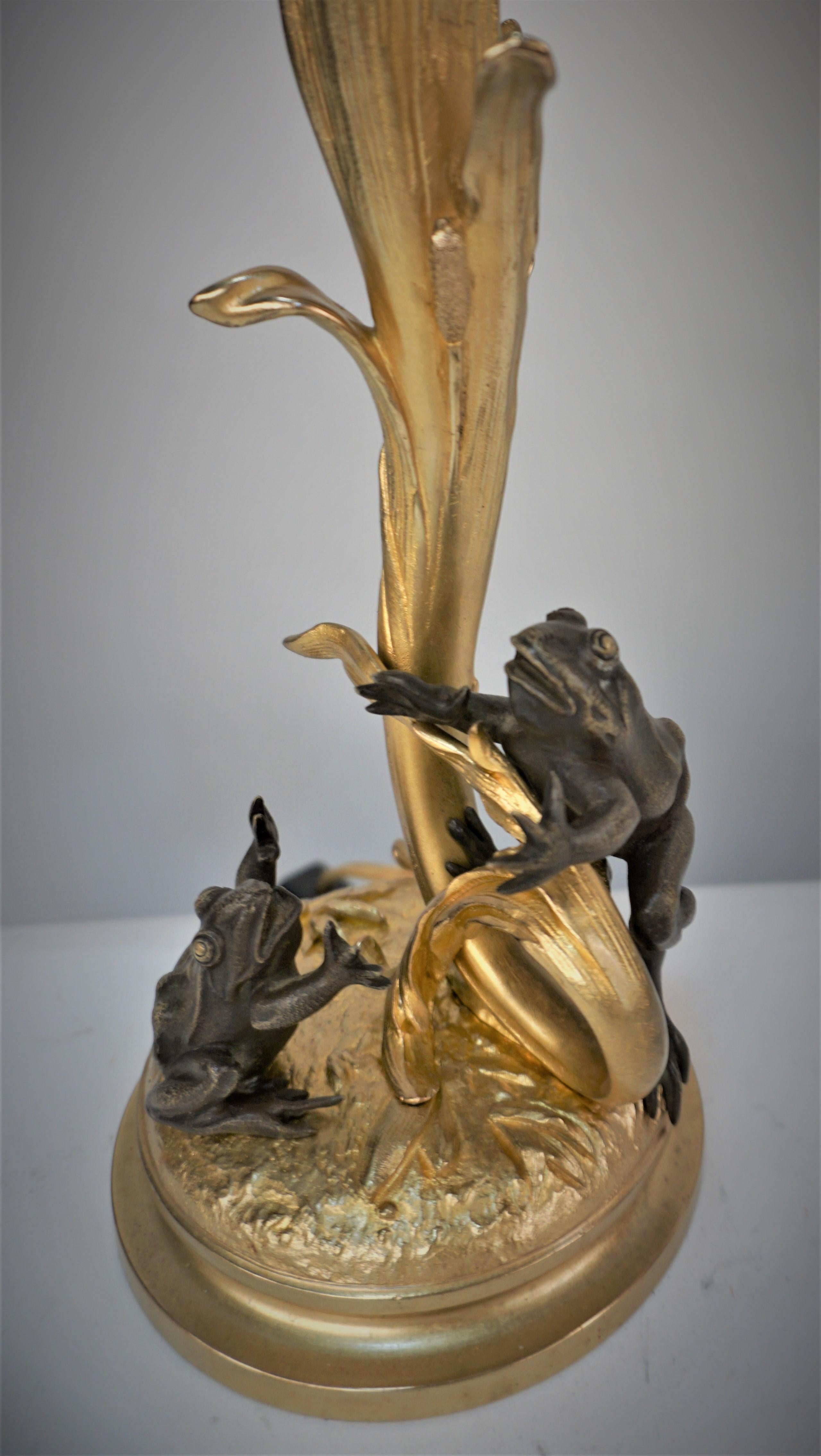 French Charles Georges Ferville-Suan Bronze Table lamp with Daum Glass