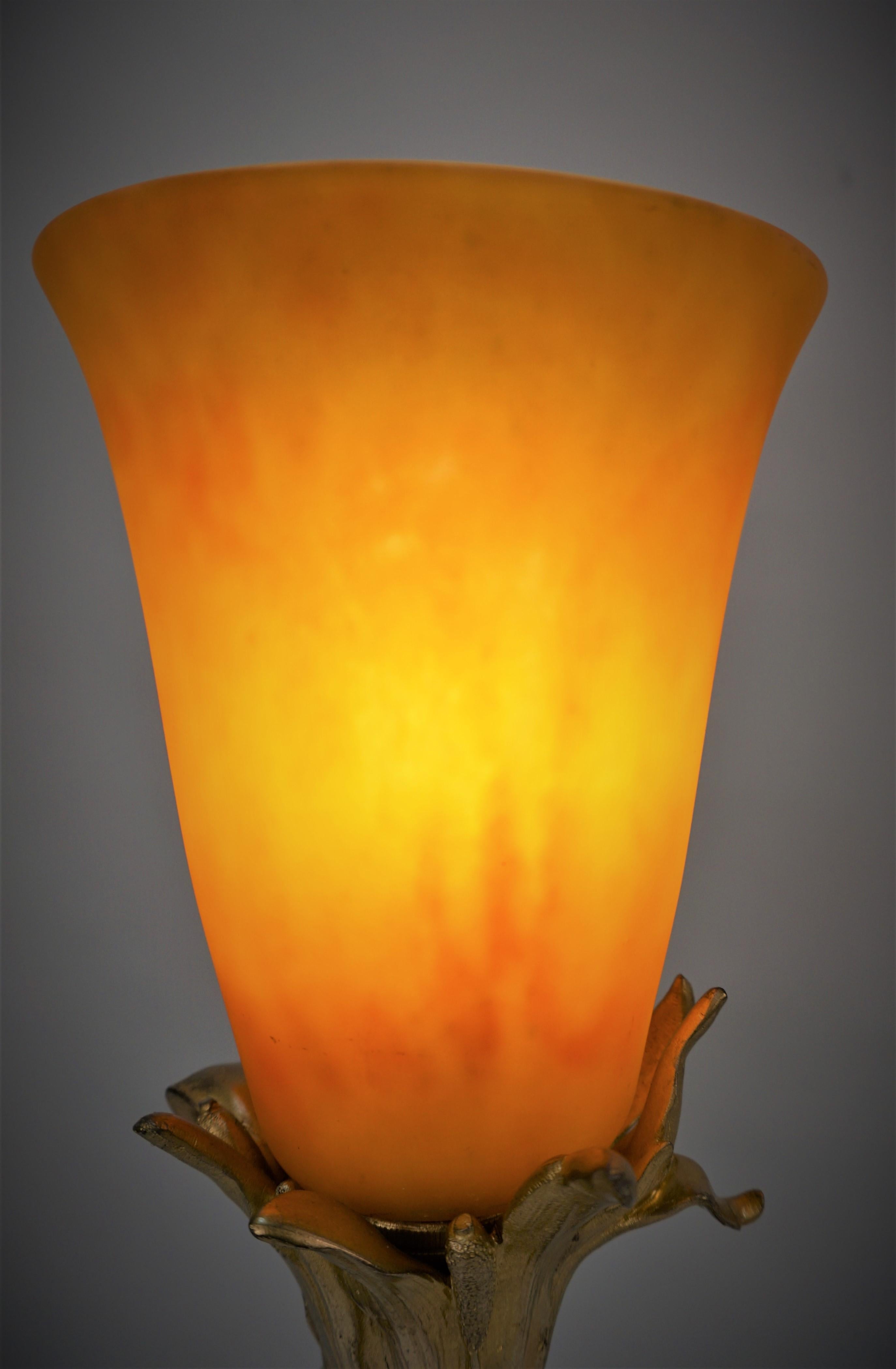 Charles Georges Ferville-Suan Bronze Table lamp with Daum Glass 2