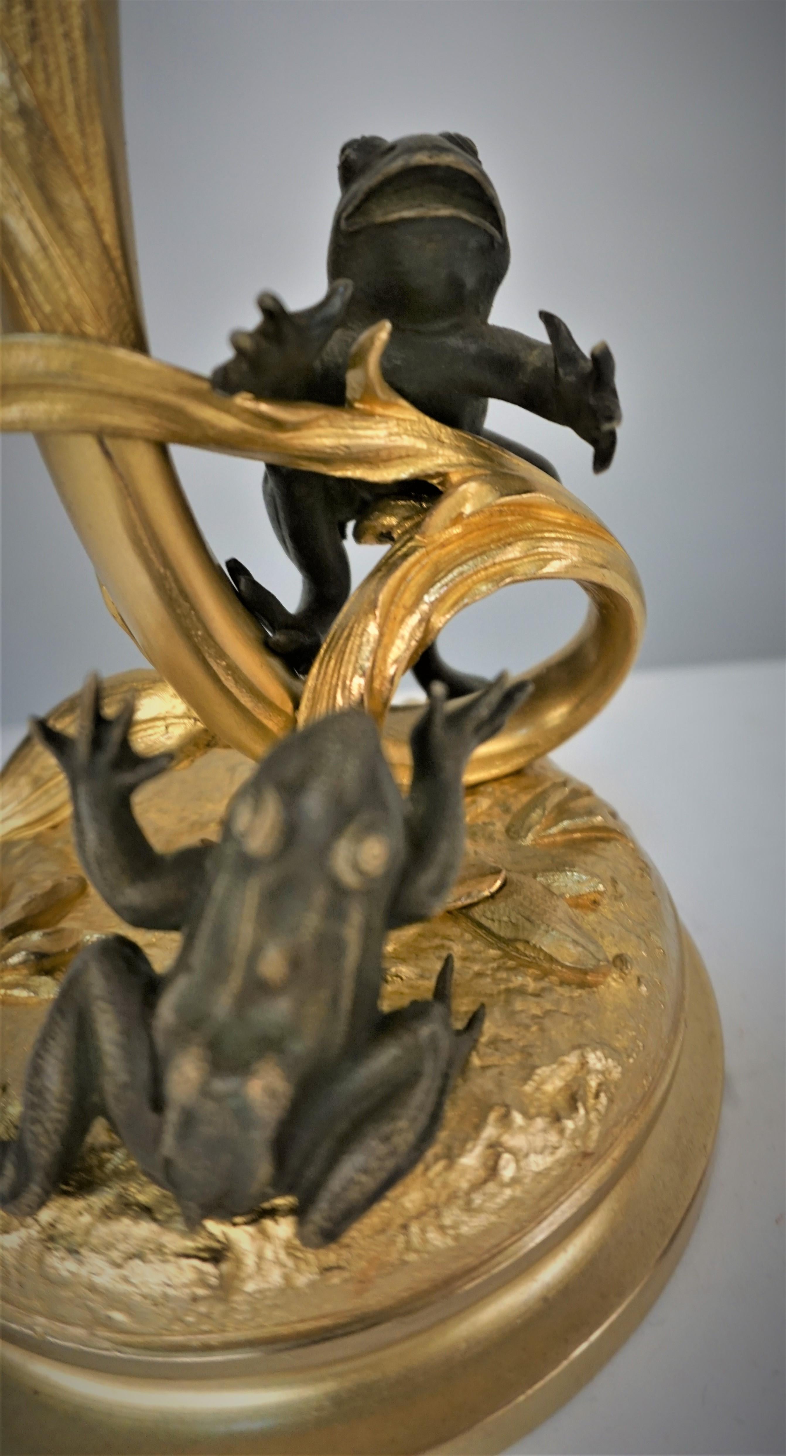 Lampe de table Charles Georges Ferville-Suan en bronze avec verre Daum en vente 1