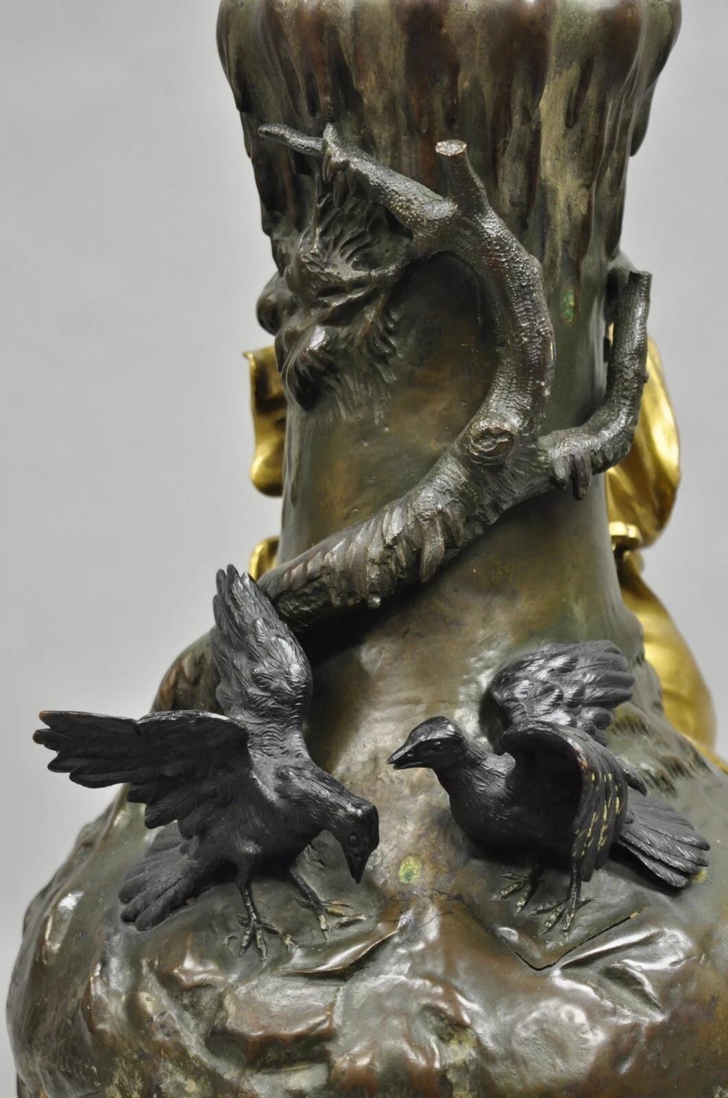 Charles Georges Ferville-Suan French Art Nouveau Gold Gilt Patinated Bronze Vase For Sale 2