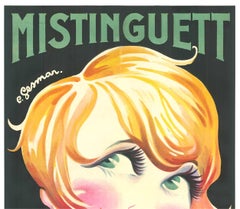 Original Moulin Rouge Mistinguett, 1926 French cabaret vintage poster  sur lin