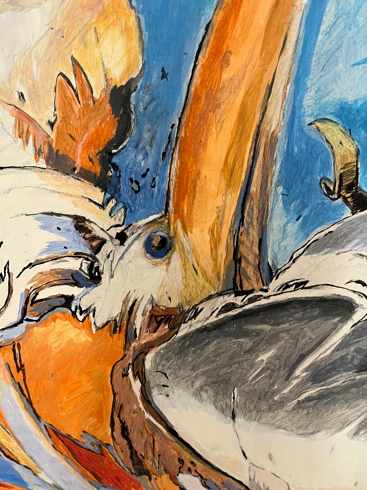 Vols aimés, Arapongas, oil on canvas, 1984, 146 x 104 cm, signed and dated - Brown Abstract Painting by Charles Giai-Gischia
