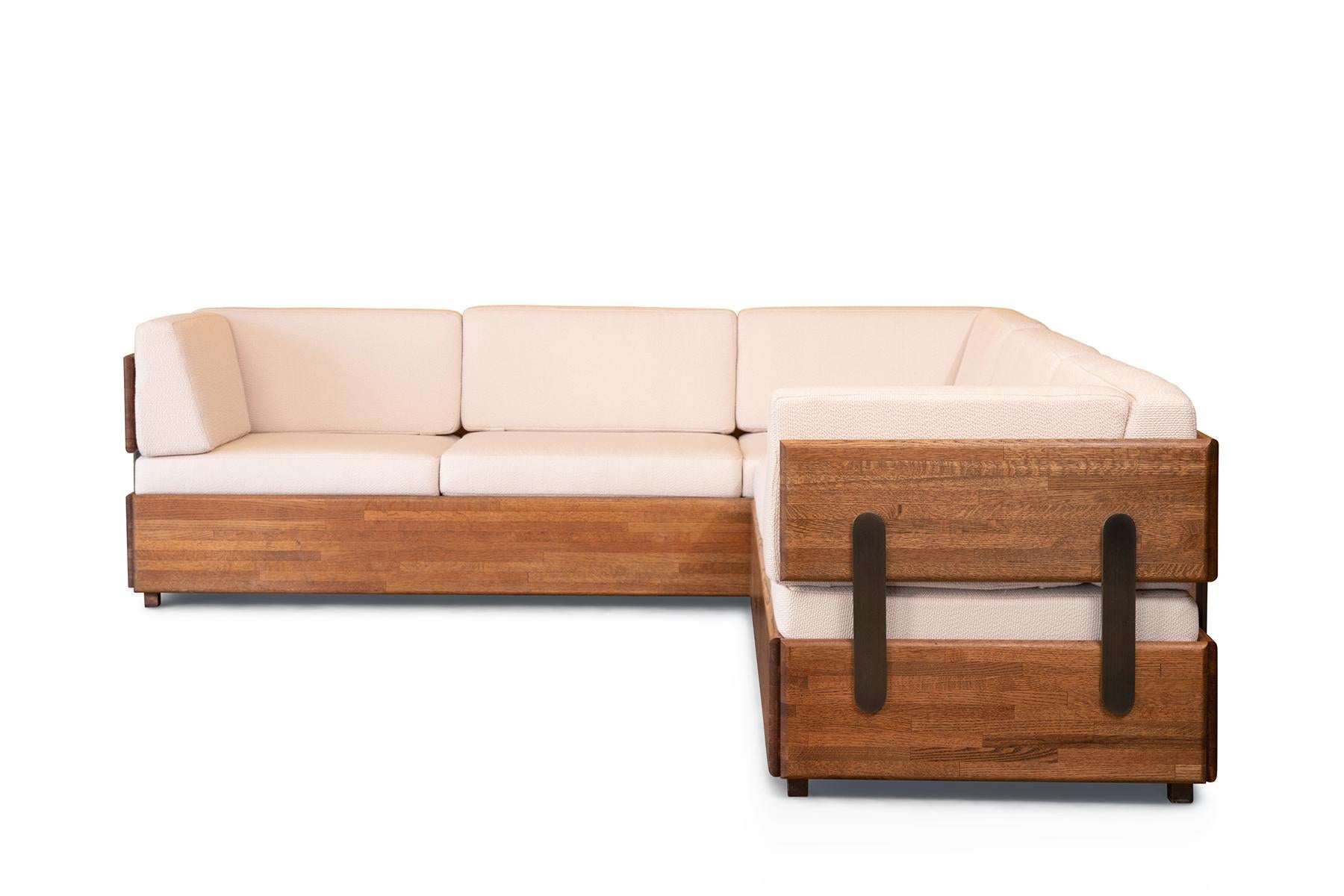 American Charles Gibilterra Oak and Bronze Sectional Sofa