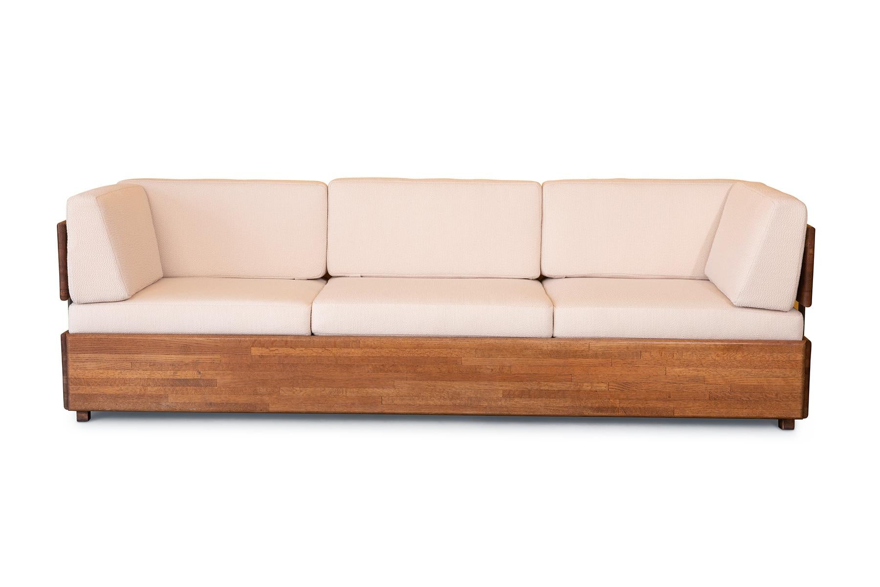 Charles Gibilterra Oak and Bronze Sectional Sofa In Good Condition In Phoenix, AZ