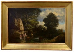 Edge of the Barbizon, Bathers, French, Genre Painting, River, Landscape
