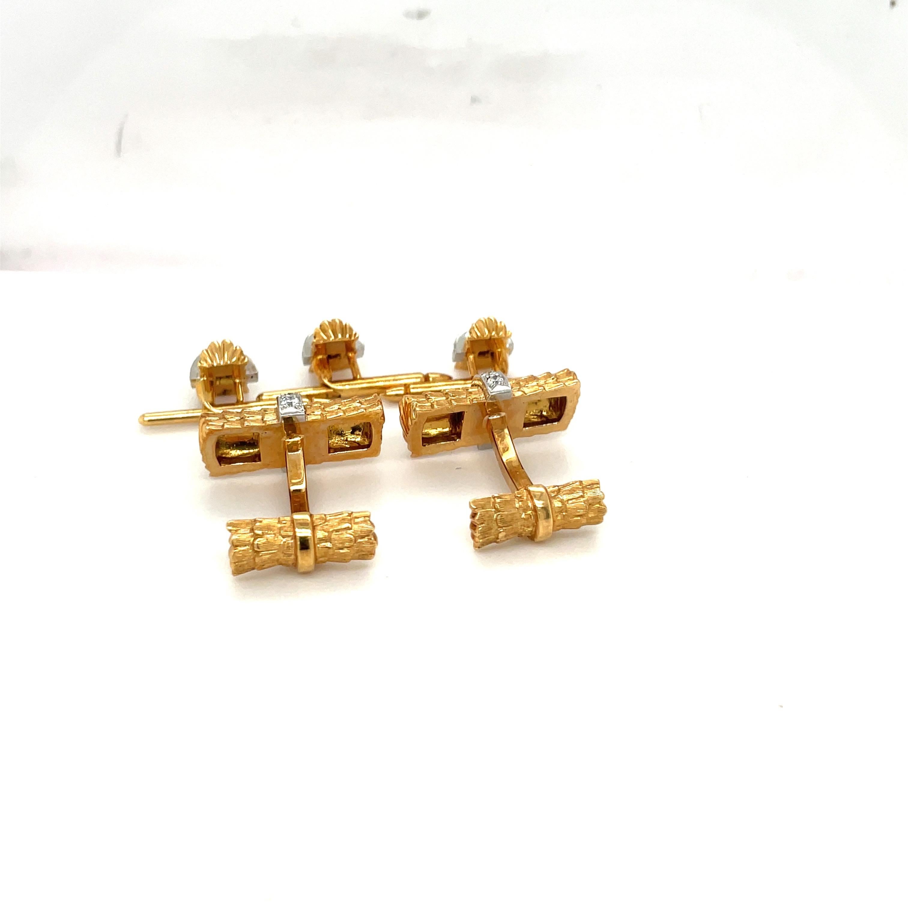 Charles Gold Yellow Gold .80Ct Diamond Cuff Links / Studs Dress Set 1