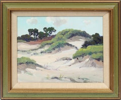 Ancienne peinture à l'huile impressionniste américaine originale représentant un paysage marin, Beach Dune, signée 