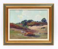 Pintura al óleo original de un antiguo impresionista americano Paisaje de verano firmado