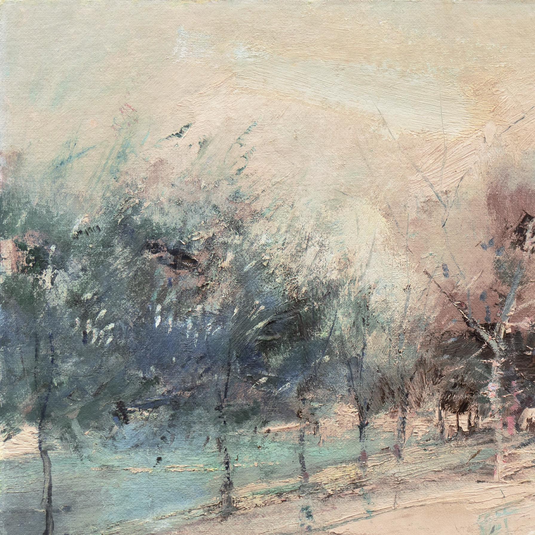 'The Seine in Winter', School of Paris, Tonalist, Snowy French Landscape, Mood For Sale 3