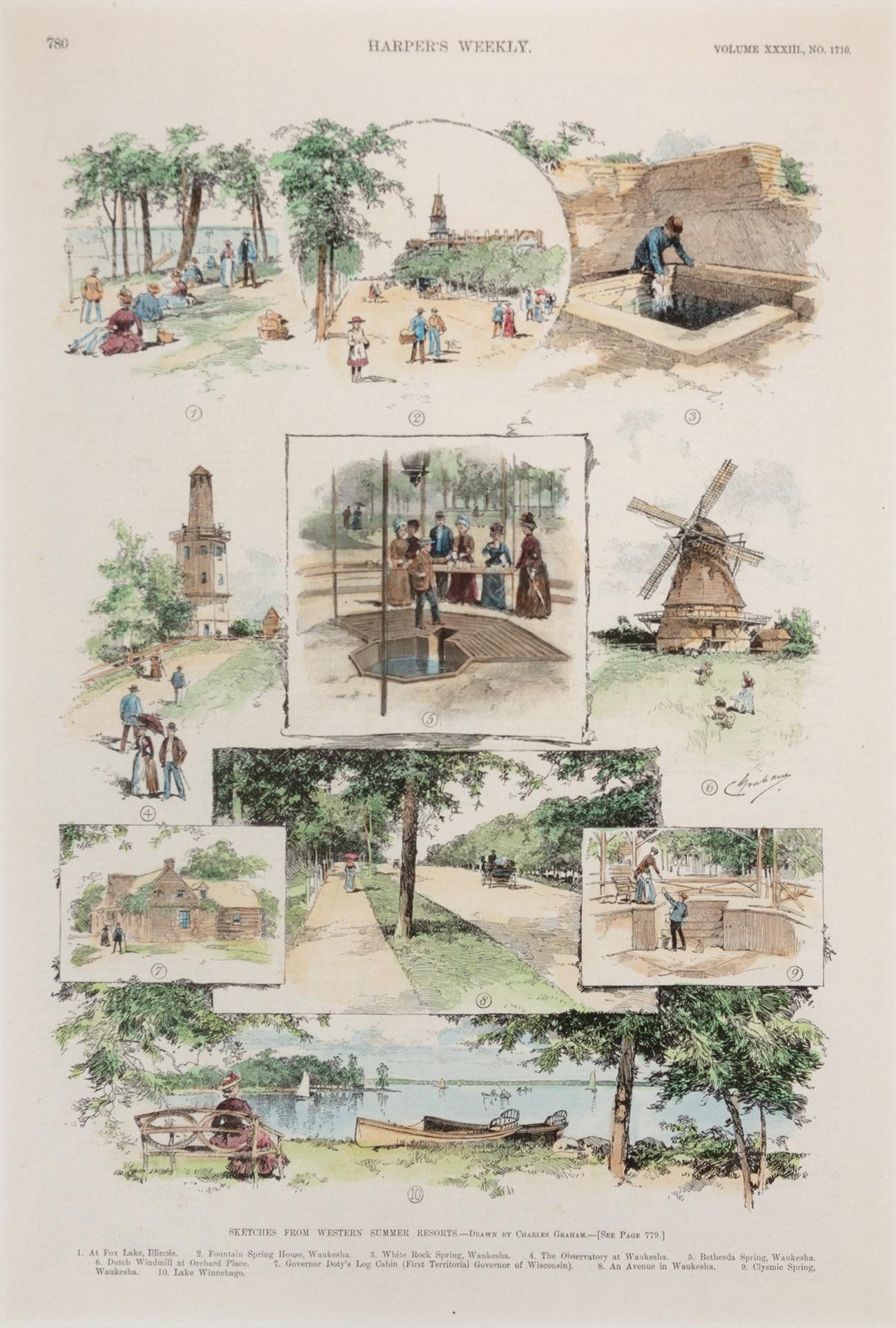 Sketches de Western Summer Resorts Harper's Weekly - Print de Charles Graham