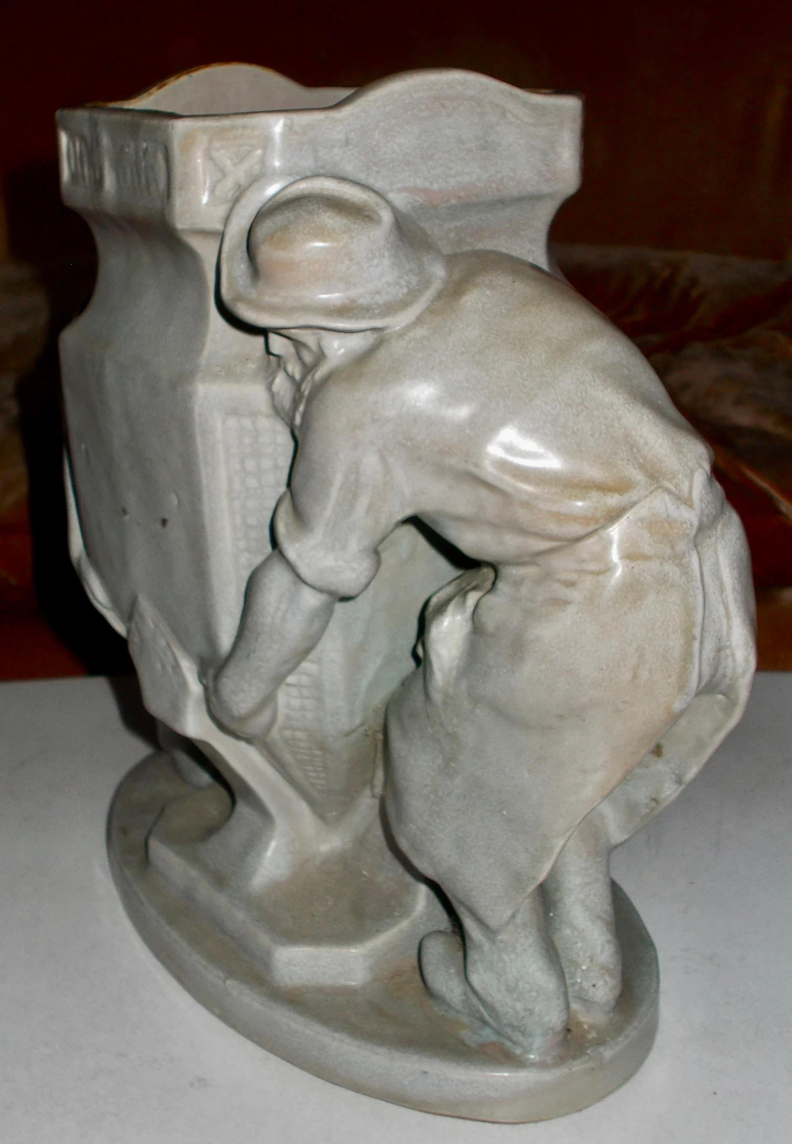 Art Nouveau Charles Greber Stoneware Figural Vase For Sale