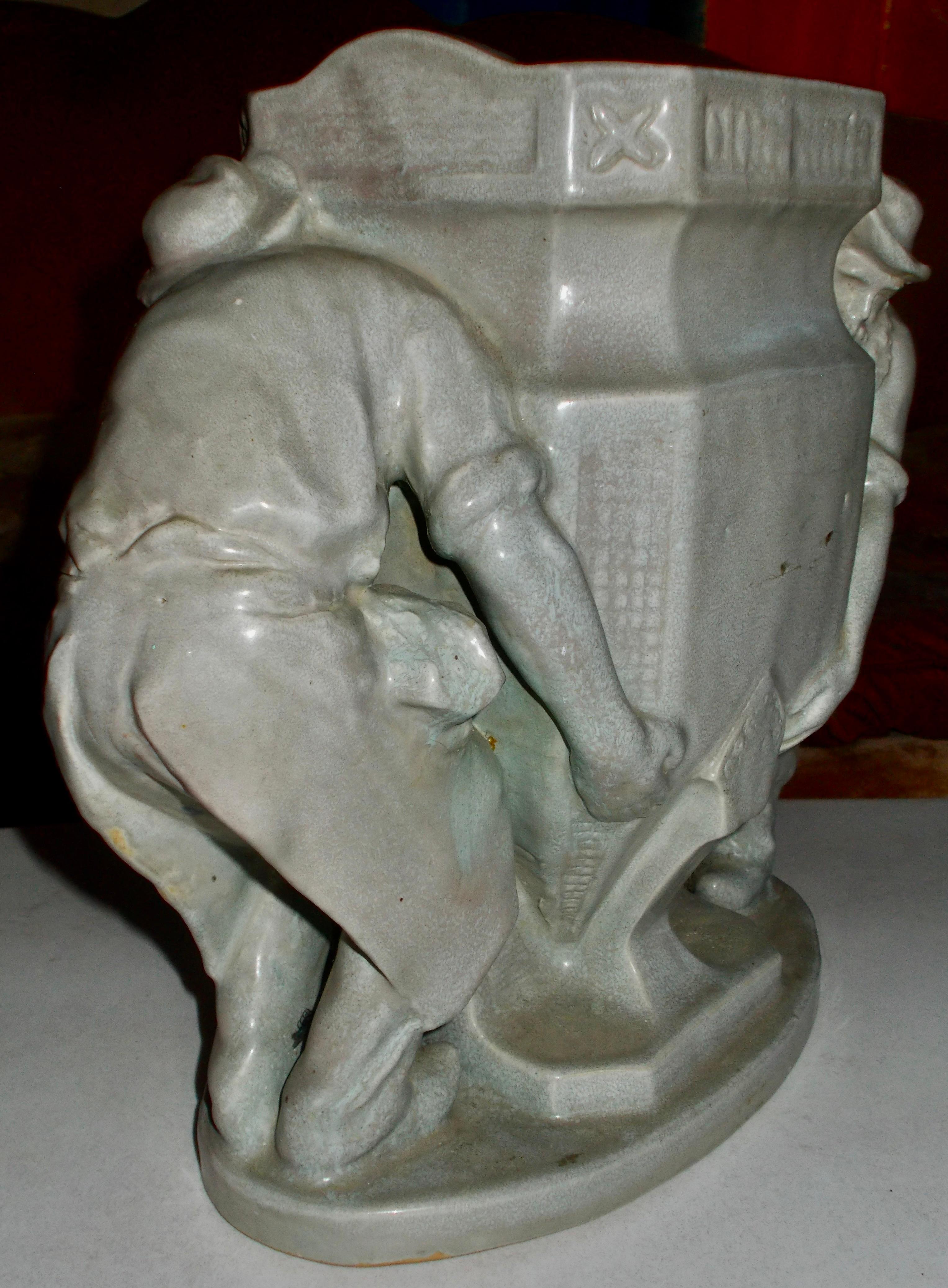 Late 19th Century Charles Greber Stoneware Figural Vase For Sale
