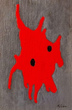 "Happening" Charles Green Shaw, Abstract Red Composition, Mid Century
