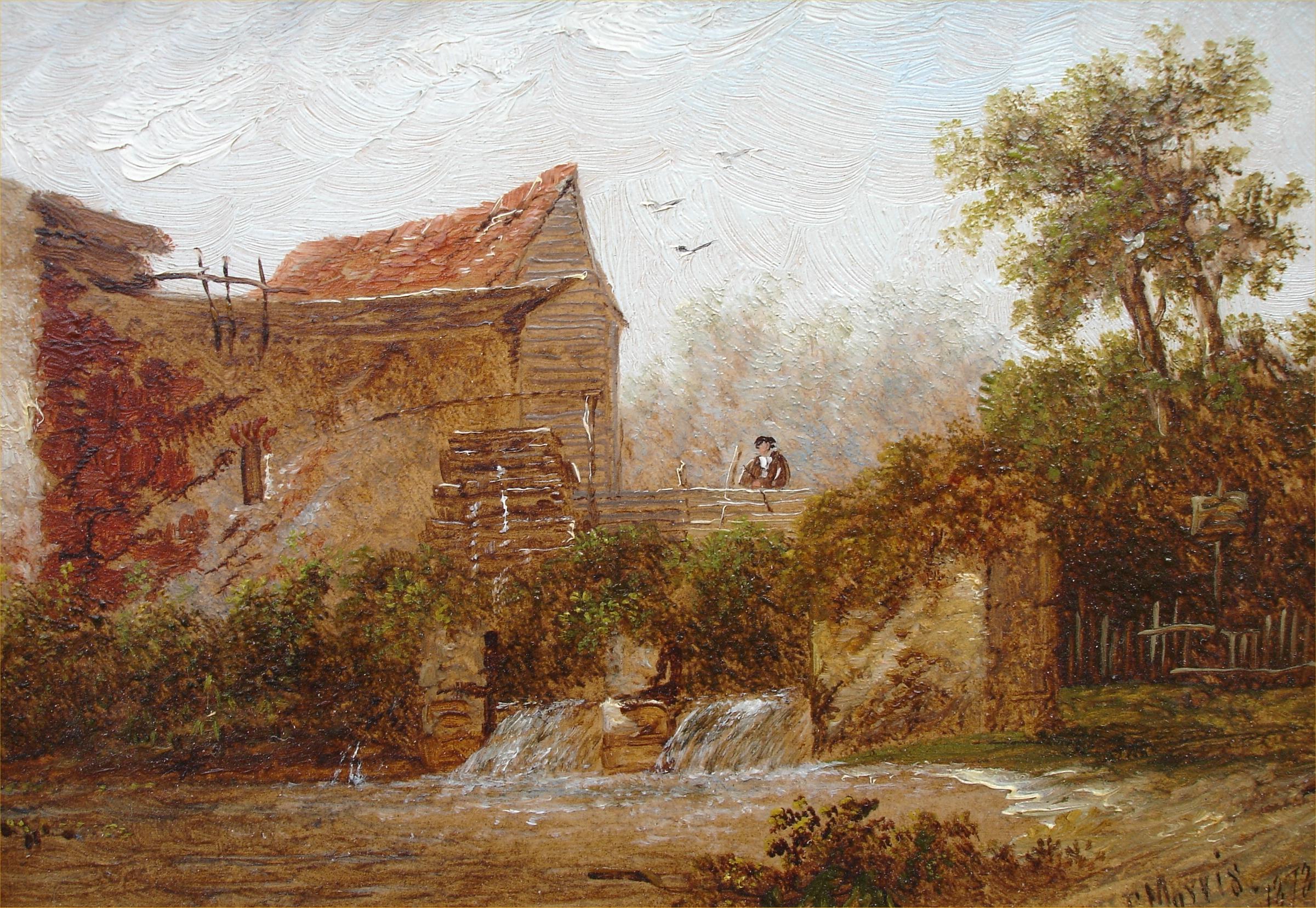 Öl auf Karton

Tafelgröße: je 5 x 7 Zoll (3er-Set)
Gerahmte Größe: 12 x 14 Zoll pro Stück (3er-Set)

A signiert und datiert 1872 unten rechts, 
B signiert unten links und C signiert und datiert 1872 unten rechts