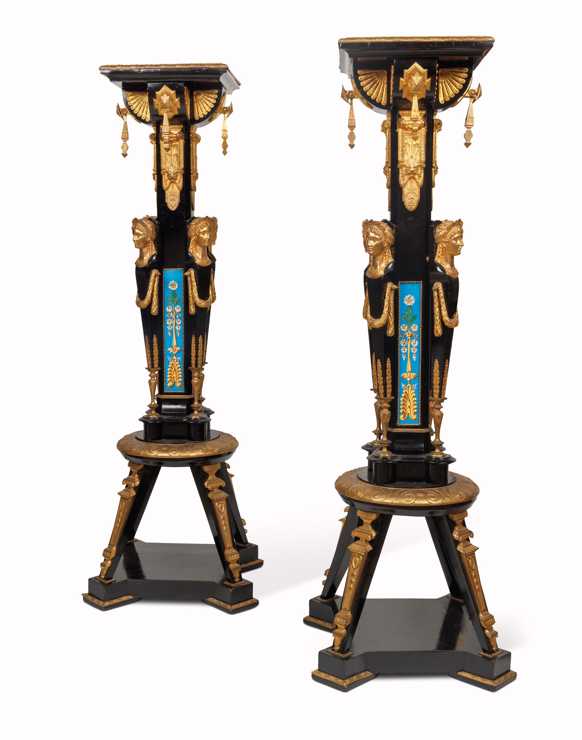 French Charles-Guillame Diehl and Jean Brandely Museum Quality Neo-Grec Torchères, 1870 For Sale