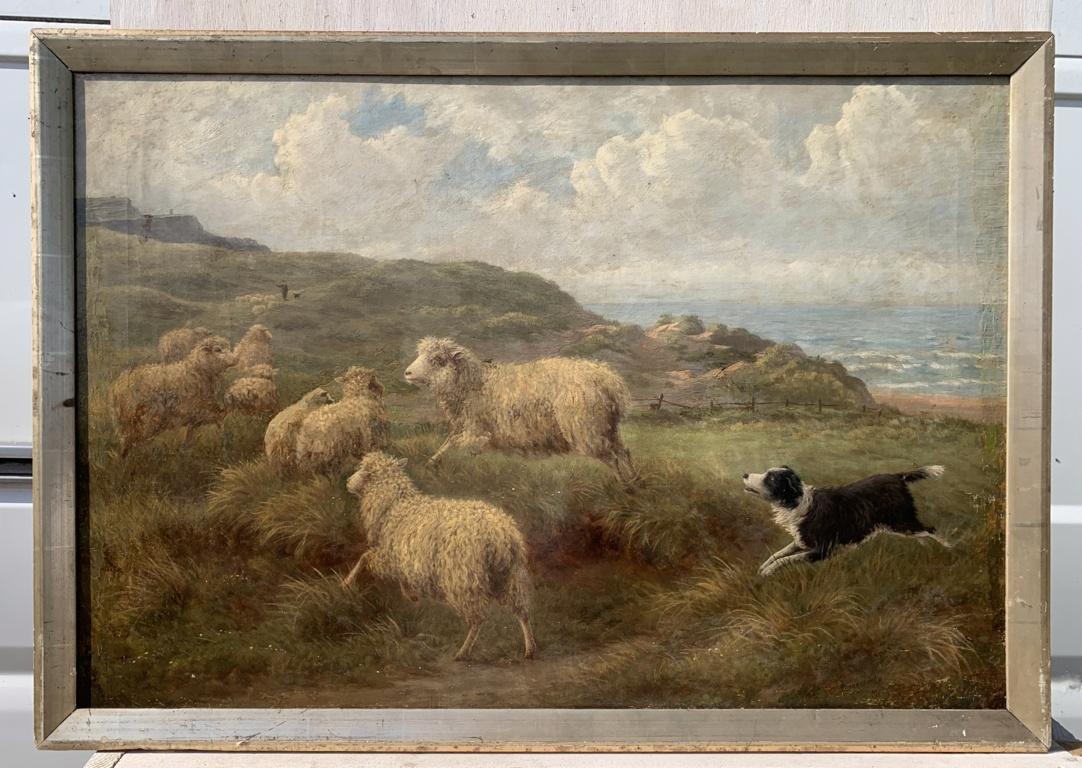 Charles Branscombe (British) - Early 20th century painting - Dog Sheeps - Signed - Painting by Charles H. Branscombe