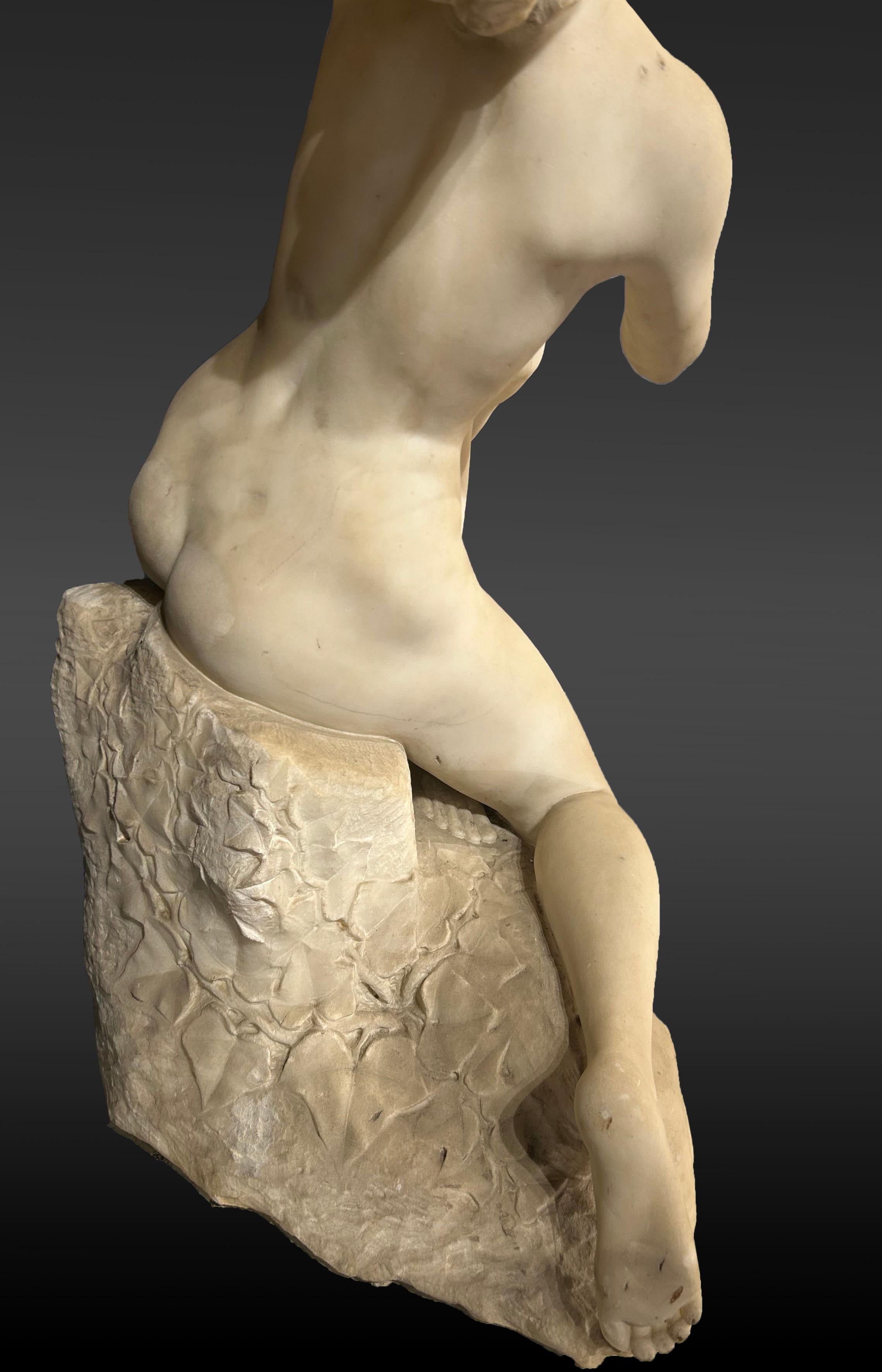 Art Nouveau Charles Delanglade,  Scultura in marmo bianco - 