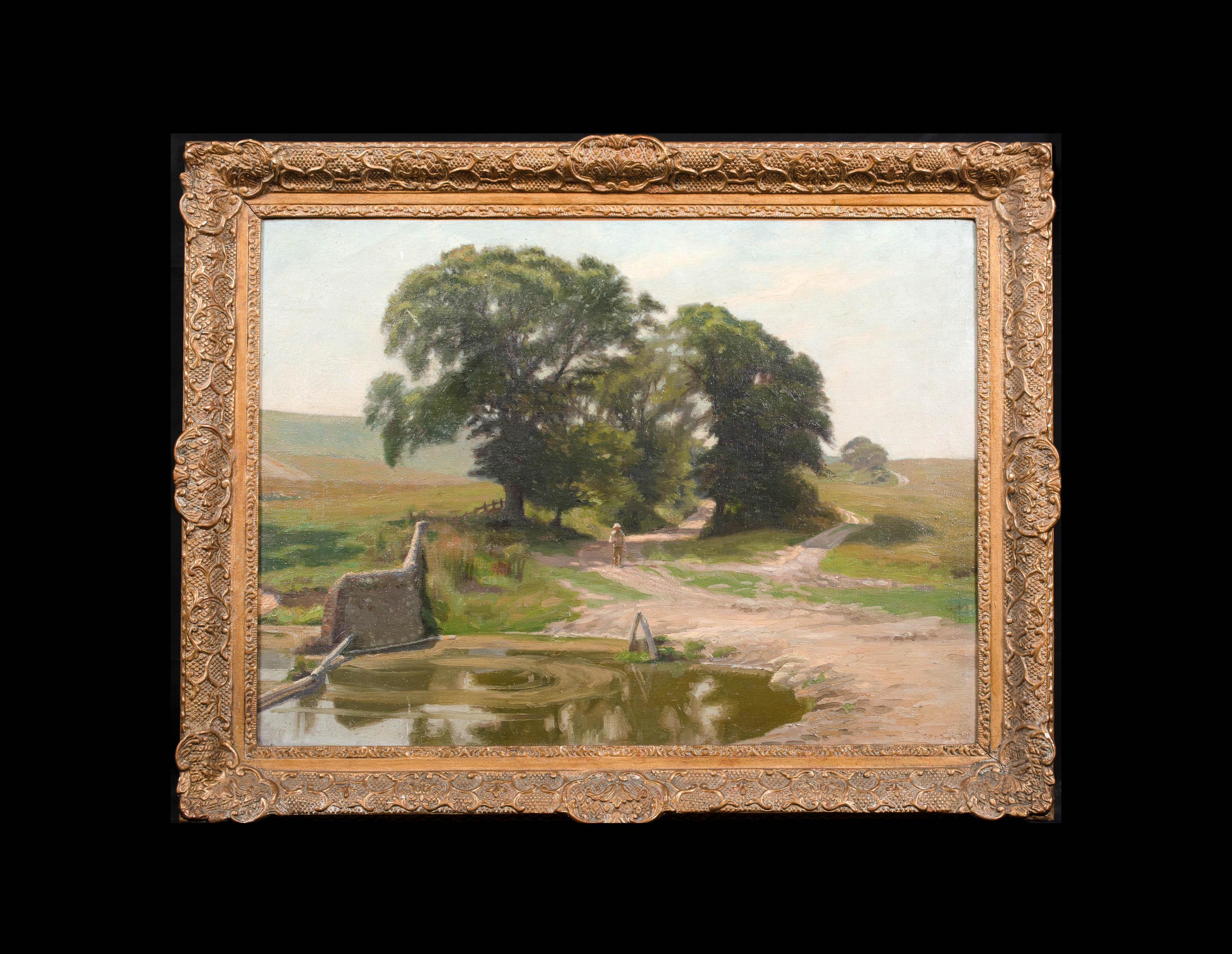 A Dorset Watering Hole, early 20th Century   by CHARLES HENRY HARRISON BURLEIGH  - Painting by Charles H. Harrison Burleigh