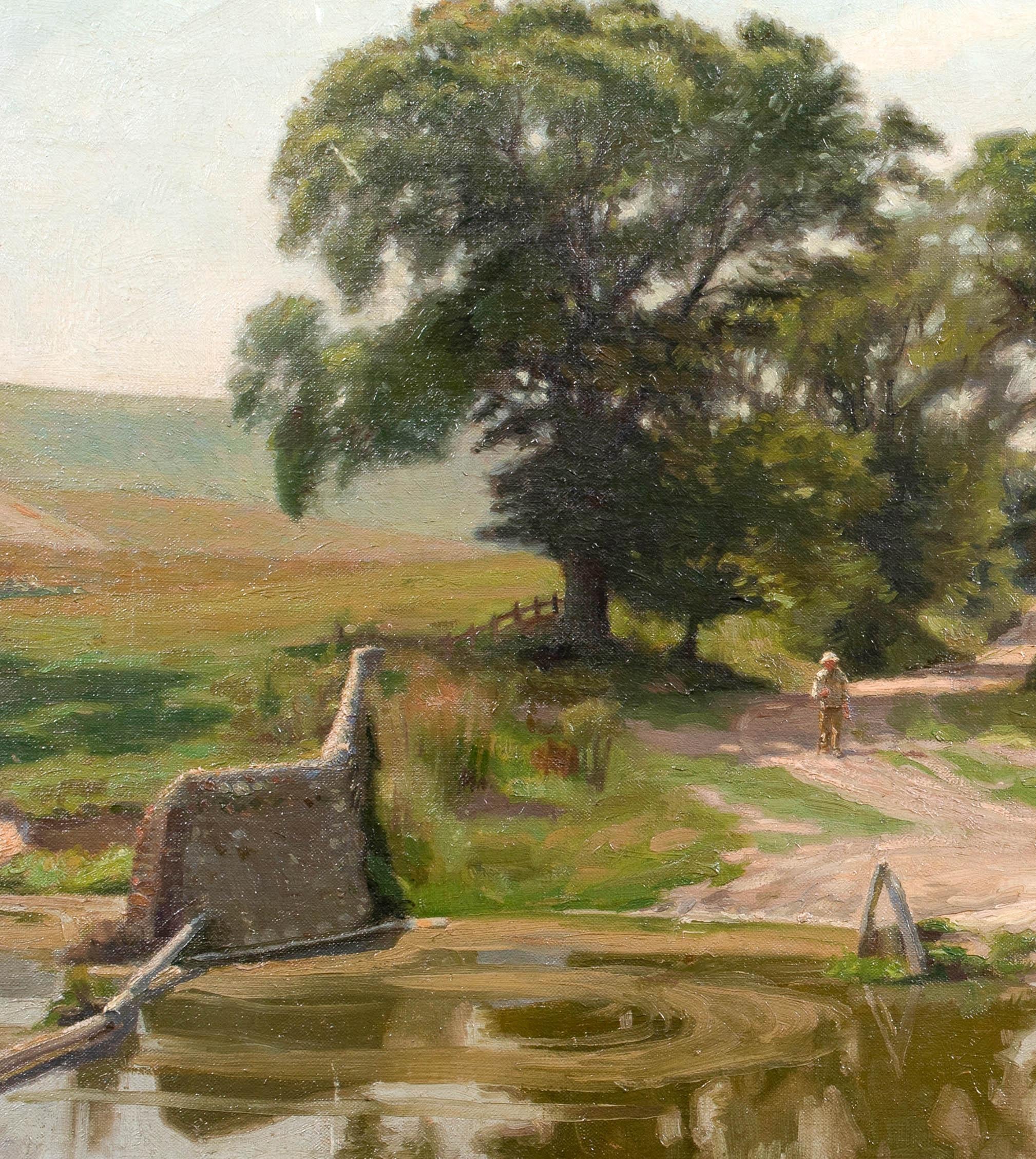 A Dorset Watering Hole, early 20th Century   by CHARLES HENRY HARRISON BURLEIGH  - Brown Landscape Painting by Charles H. Harrison Burleigh