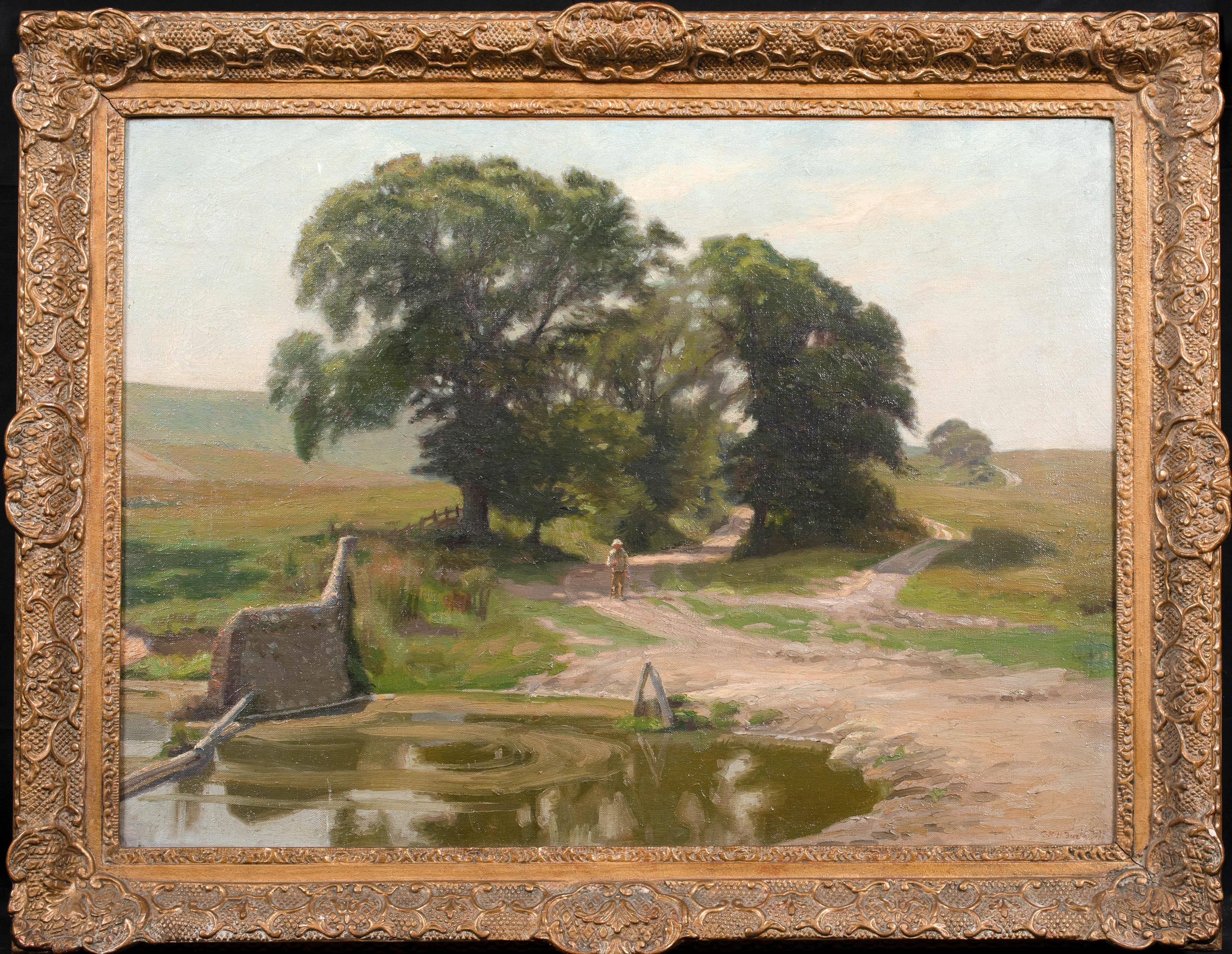 Charles H. Harrison Burleigh Landscape Painting - A Dorset Watering Hole, early 20th Century   by CHARLES HENRY HARRISON BURLEIGH 