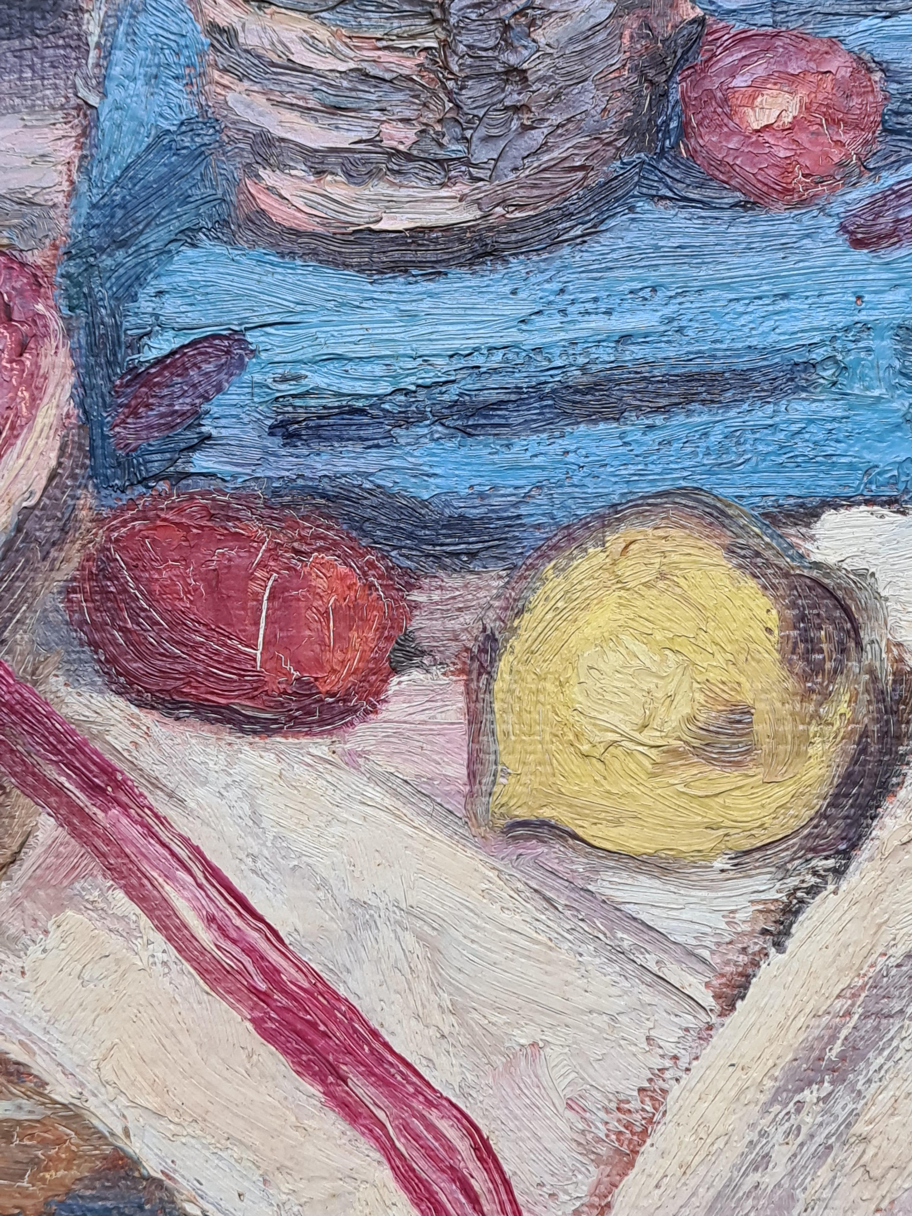 Französisches postimpressionistisches Stillleben, Rote Paprika, Hommage an Cezanne im Angebot 3