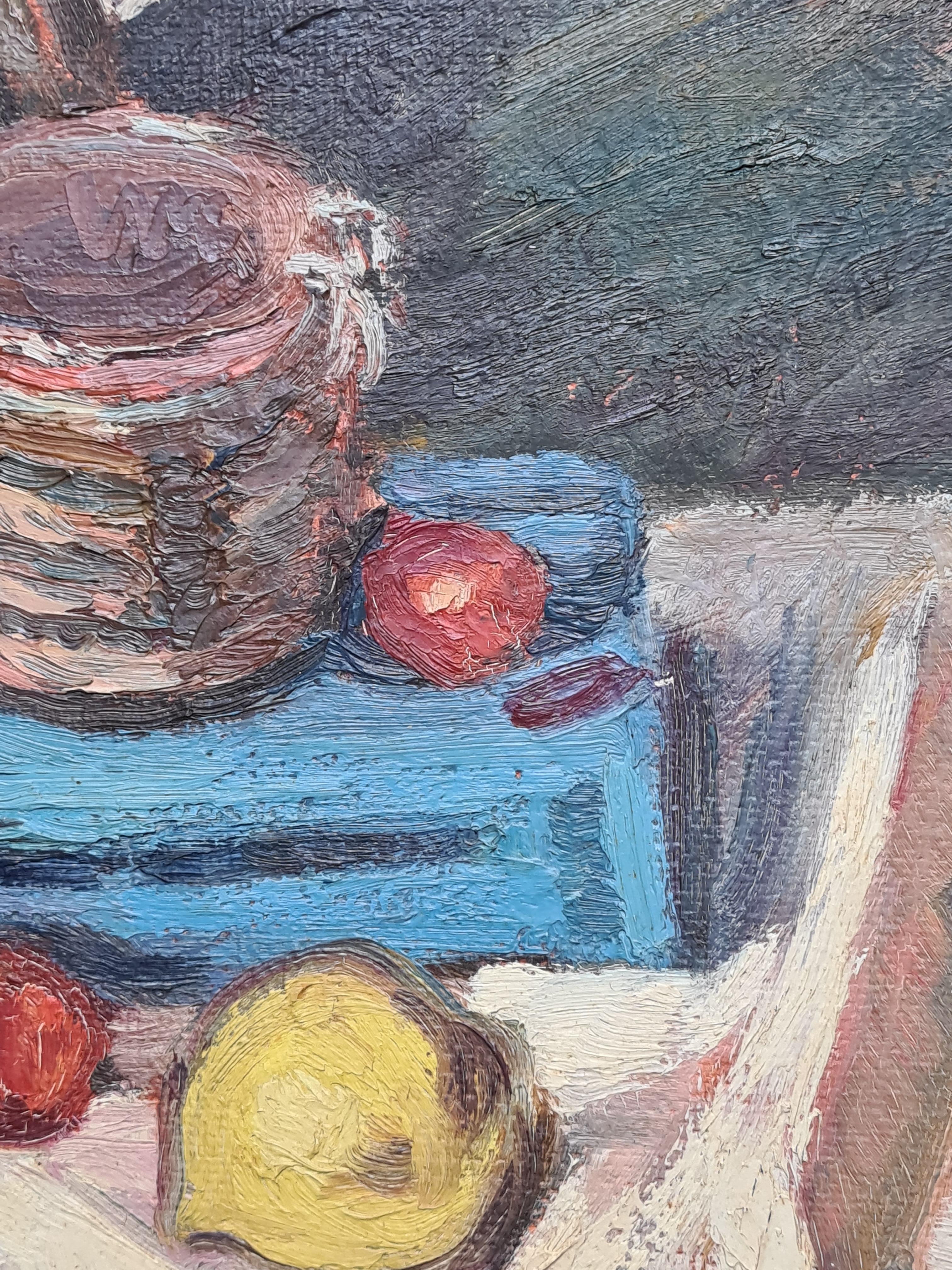 Französisches postimpressionistisches Stillleben, Rote Paprika, Hommage an Cezanne im Angebot 4