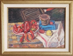 French Post Impressionist Still Life, Red Peppers, Homage to Cezanne