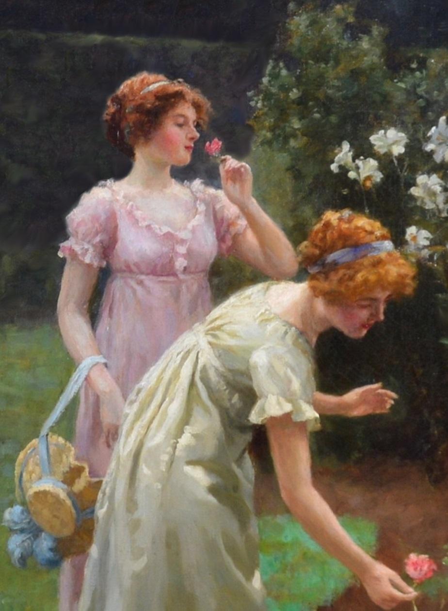 Picking Flowers for a Posy - 19th Century Oil Painting of English Society Girls 2