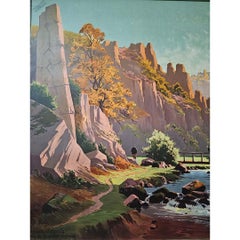 Cartel original de 1910 de los Chemins de fer de l'État - Excursion en Normandie