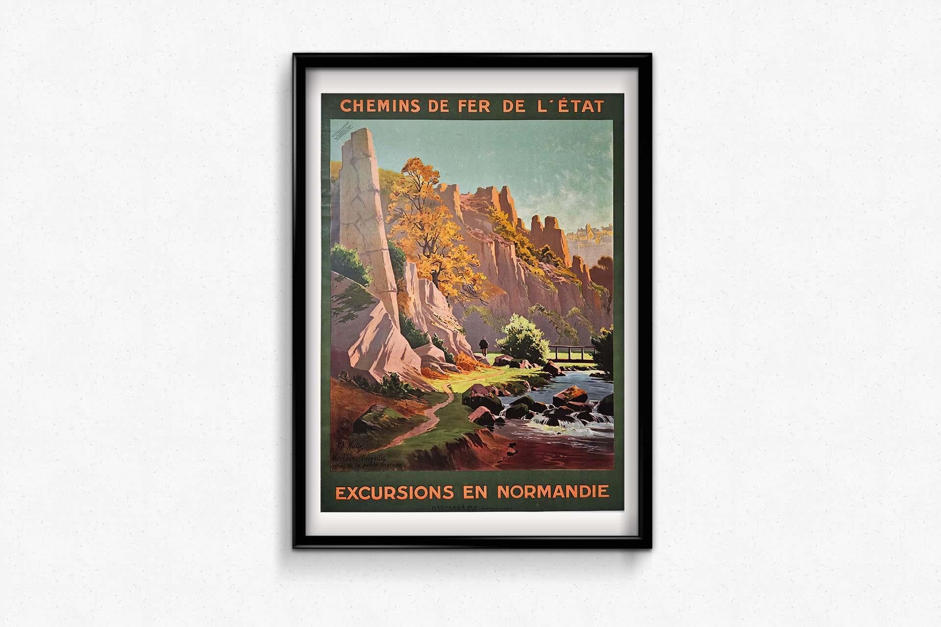 1910 Originalplakat für die Chemins de fer de l'État - Excursion en Normandie im Angebot 2