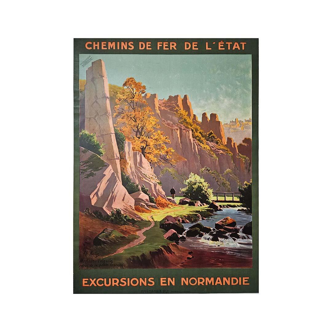 1910 Originalplakat für die Chemins de fer de l'État - Excursion en Normandie im Angebot 3
