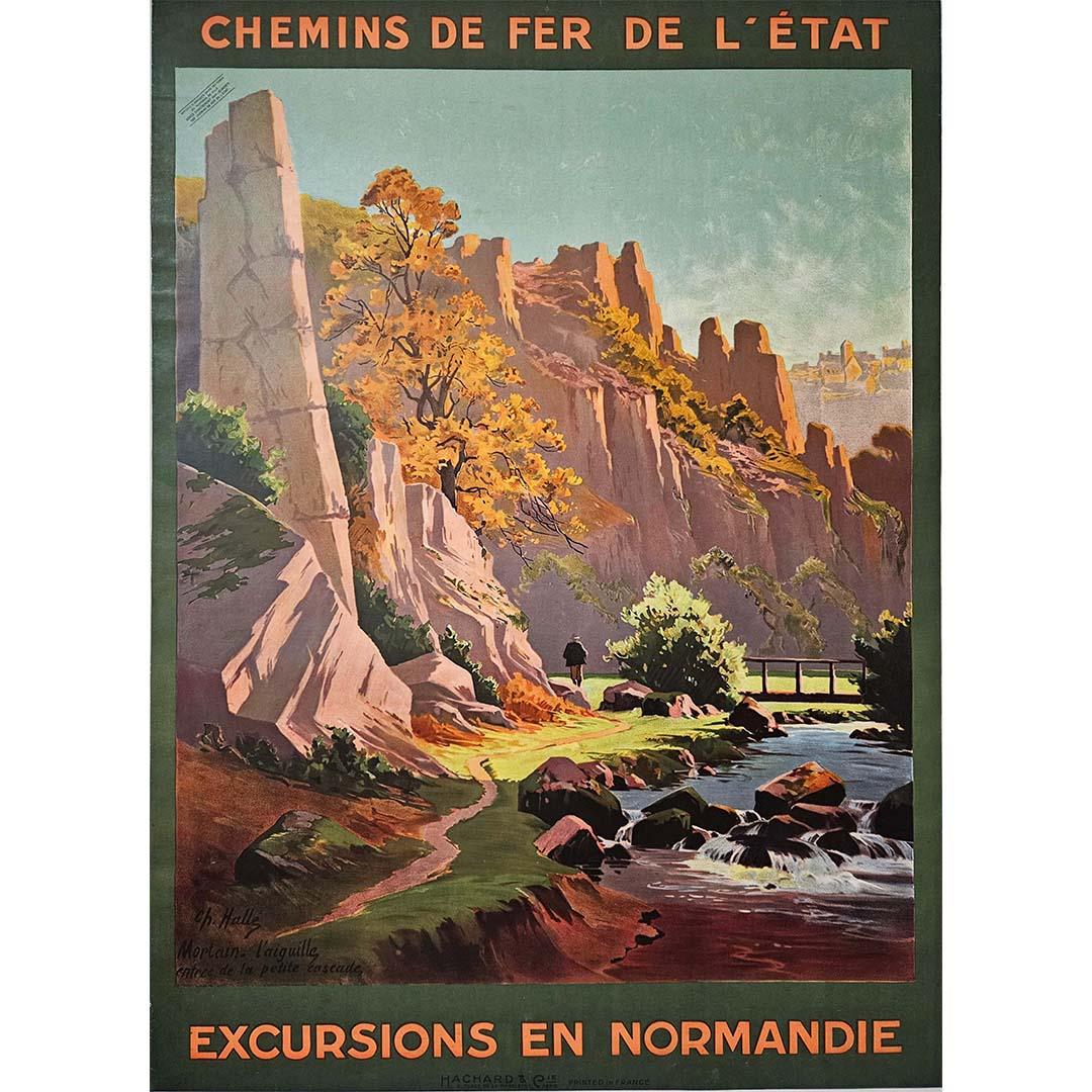 1910 Originalplakat für die Chemins de fer de l'État - Excursion en Normandie – Print von Charles Hallé