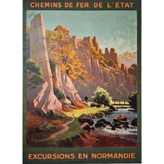 1910 Originalplakat für die Chemins de fer de l'État - Excursion en Normandie