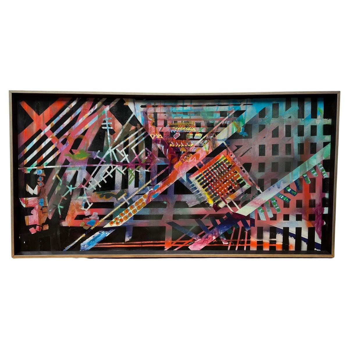 In this painting by Charles Jupiter Hamilton's "Downtown San Francisco," the pulsating heartbeat of the city comes alive in a kaleidoscope of color and form. This acrylic abstract serves as a psychedelic map of urban vitality, capturing the essence
