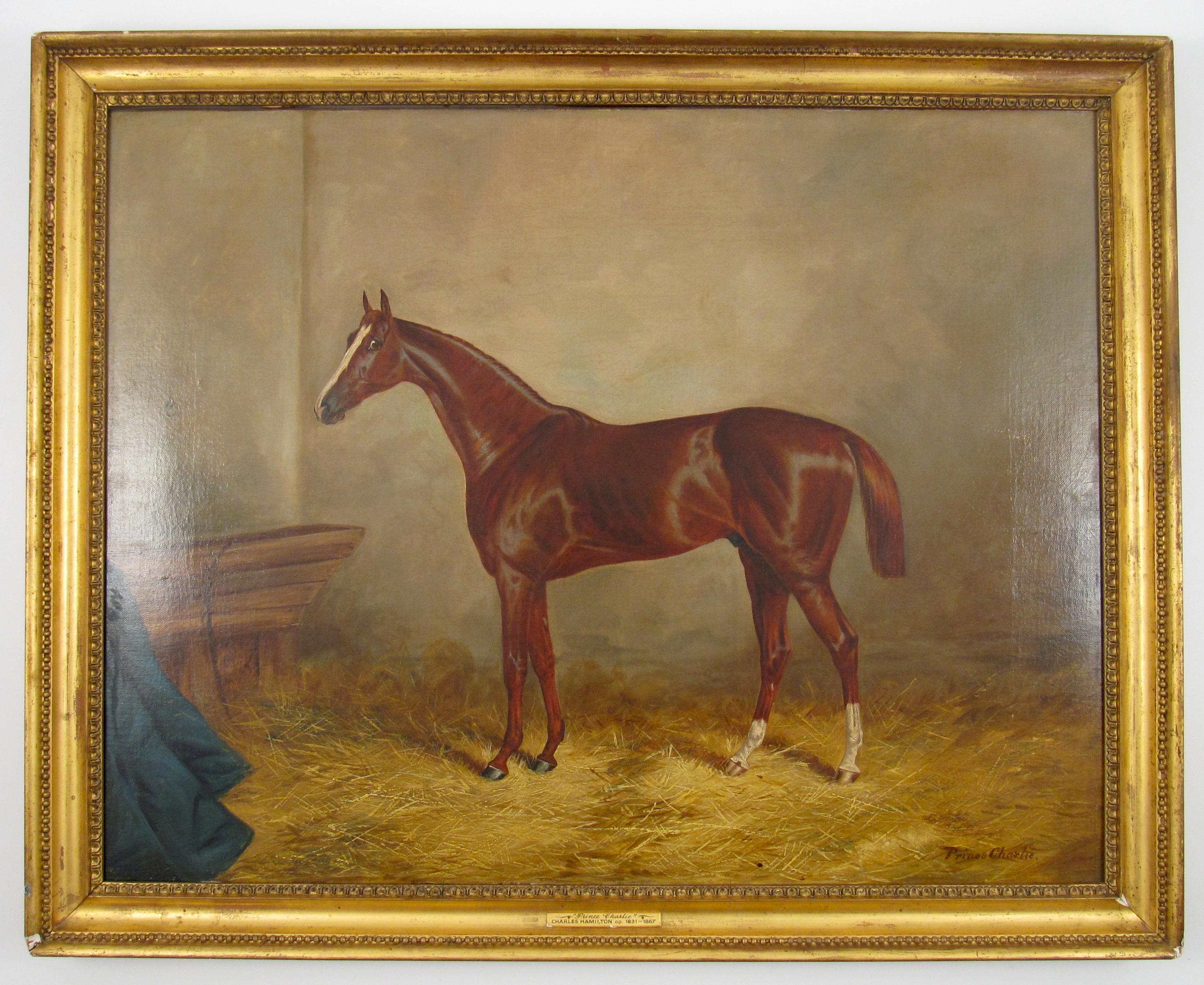 Charles Hamilton Figurative Painting - Portrait of Prince Charlie - Victorian Racing Horse Oil Painting by Ch. Hamilton