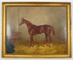 Portrait of Prince Charlie - Victorian Racing Horse Oil Painting by Ch. Hamilton