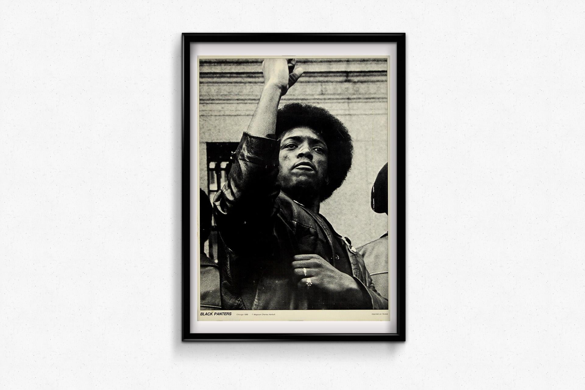 1969 Powerful black-and-white poster : Black Panther Party in Chicago For Sale 1