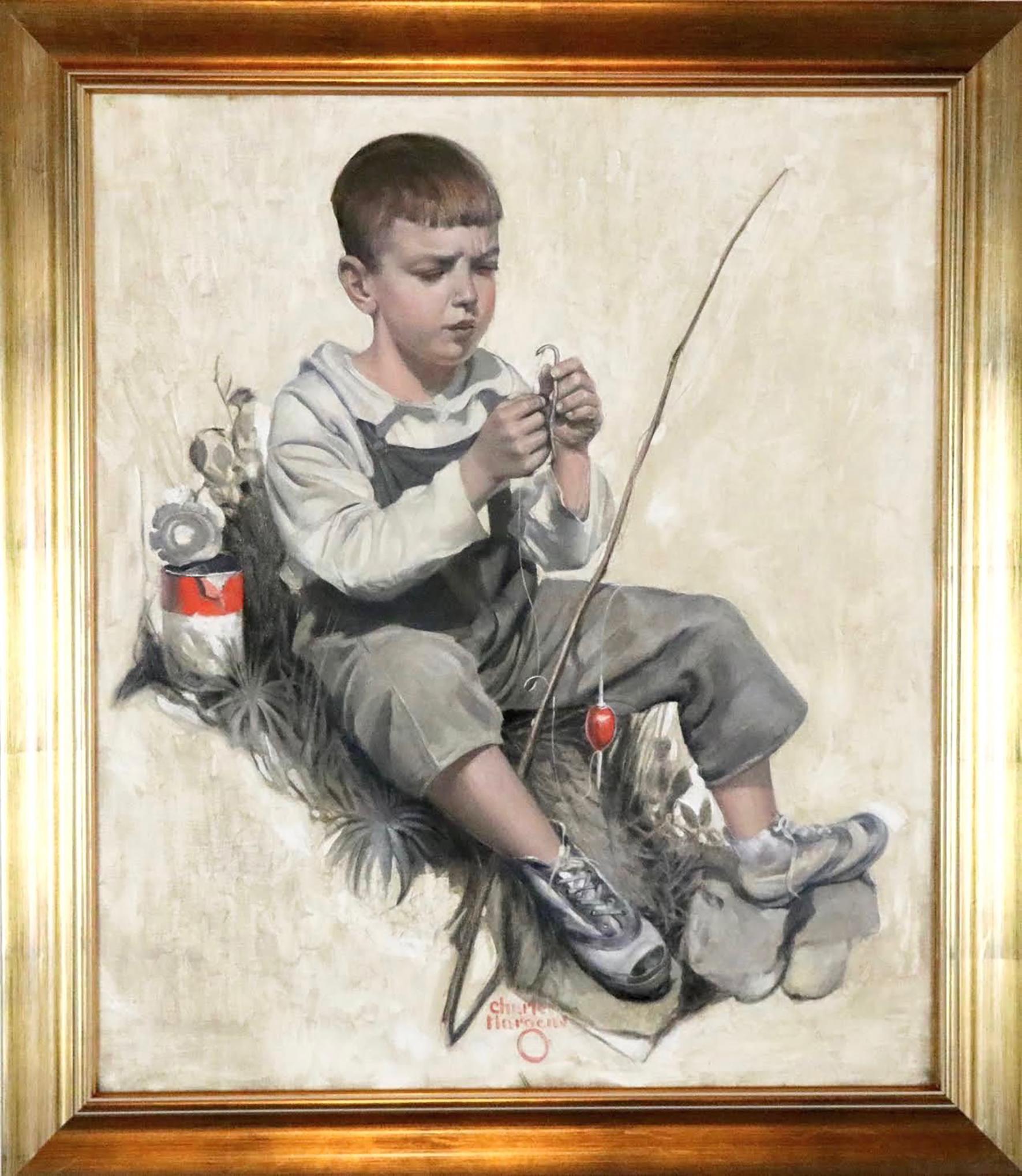 Boy Fishing - Painting by Charles Hargens