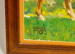Charles Hargens Mare and Foal Horse Painting on Board
