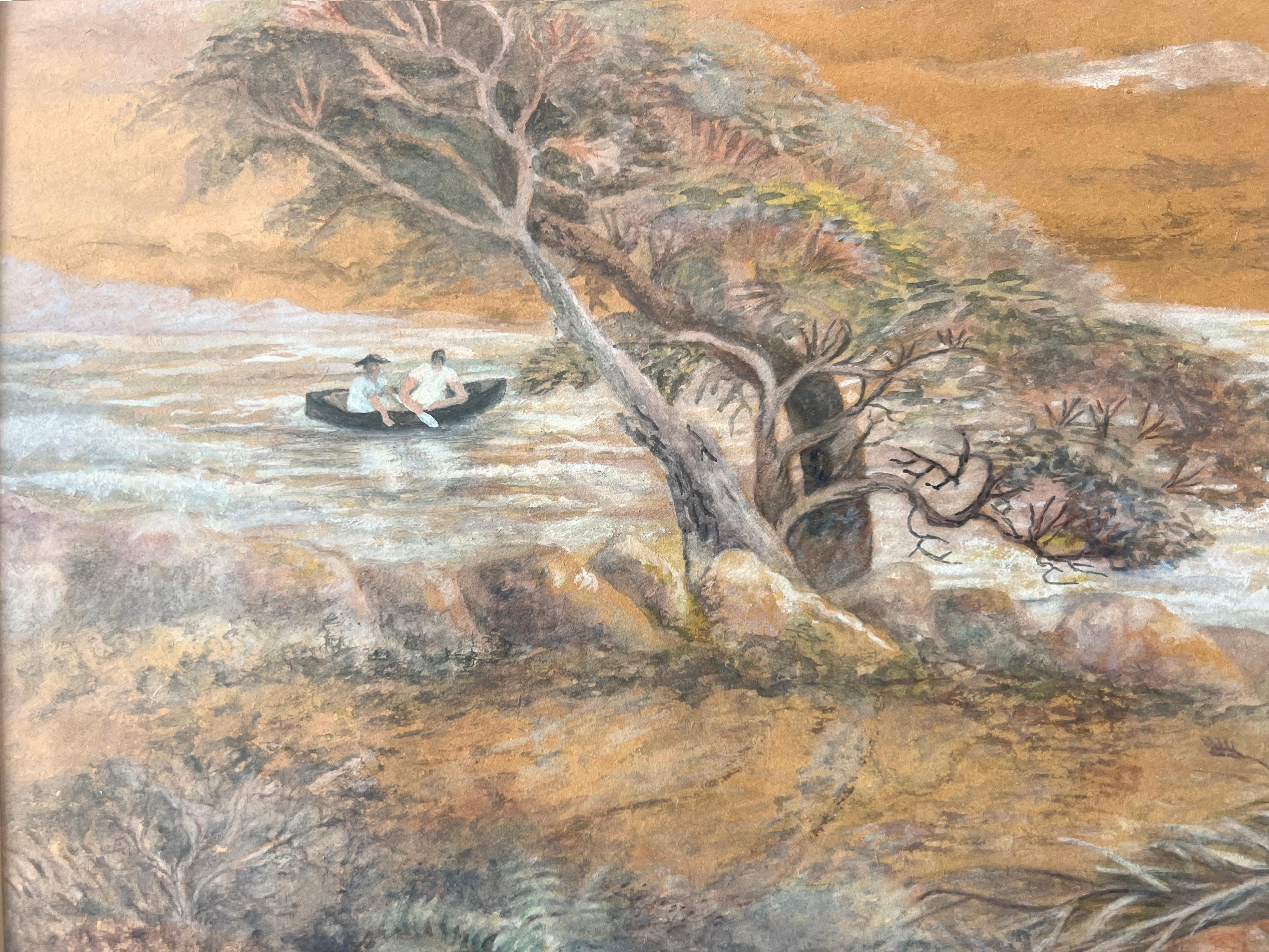 Boys in a Boat „The Admiral and 1st Mate“ Going Down the River von Charles Harmon im Angebot 3